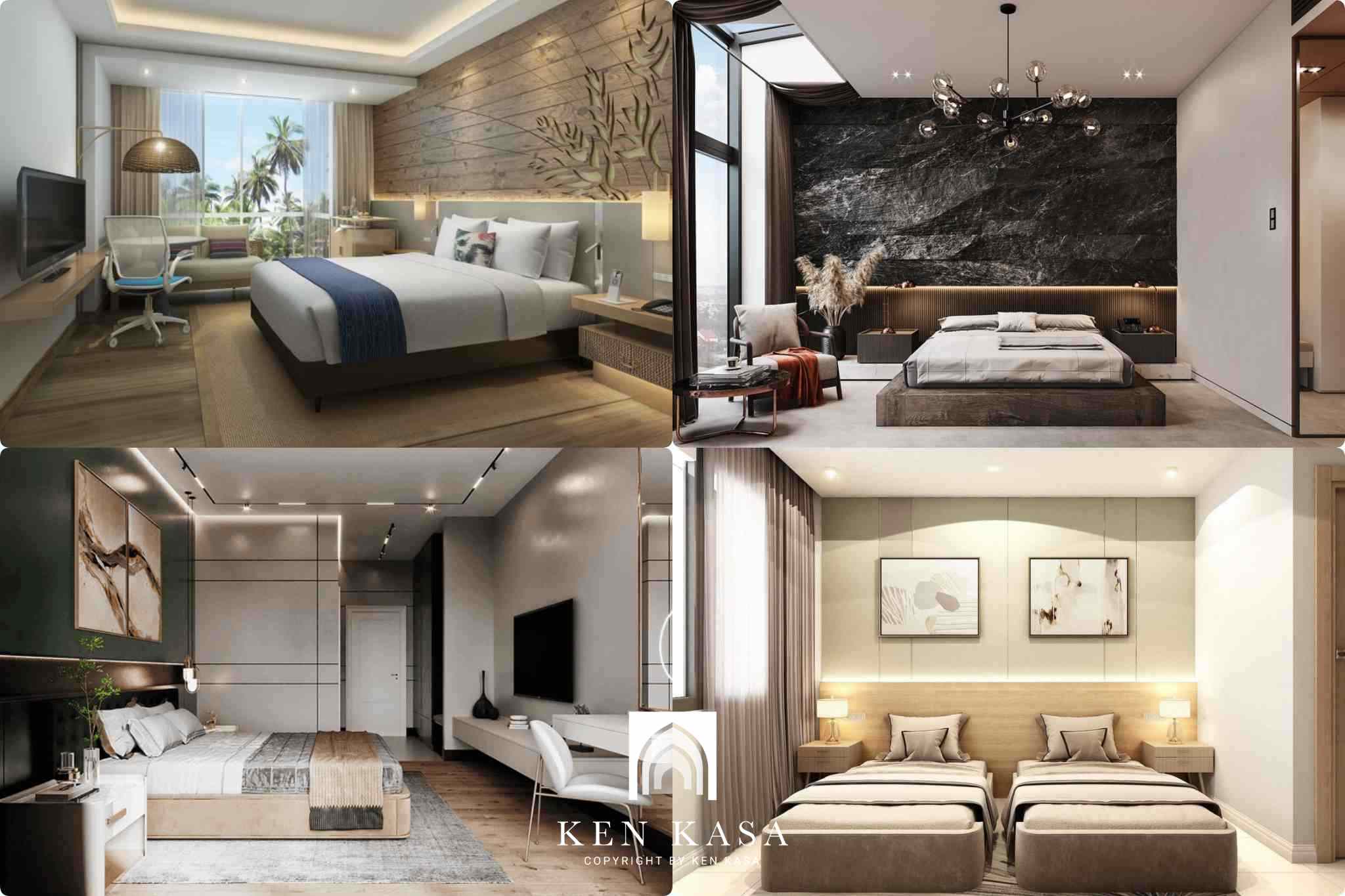 Chăm chút ga giường và gối ở không gian phòng ngủ 